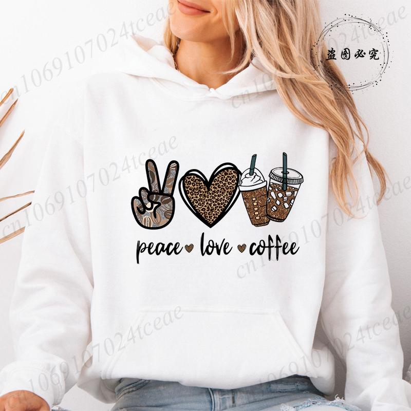 Women Hoodies Tops Funny Heart Leopard Print Hoodie Fashion Clothing Casual Female Sweatshirts Heart Leopard Fashion Streetwear