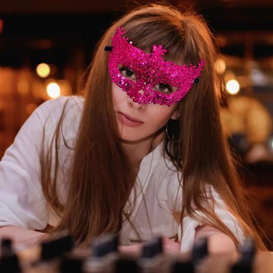 Masque Non-fading Fall Resistant Anti-Scratch Lace Up Half-face Decoration Fox Sequins Hollow Out Cosplay Masque Stage Accessory