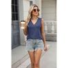 Sommer Neue Einfarbig V-ausschnitt Lose Ärmelloses Casual T-shirt Weste Top