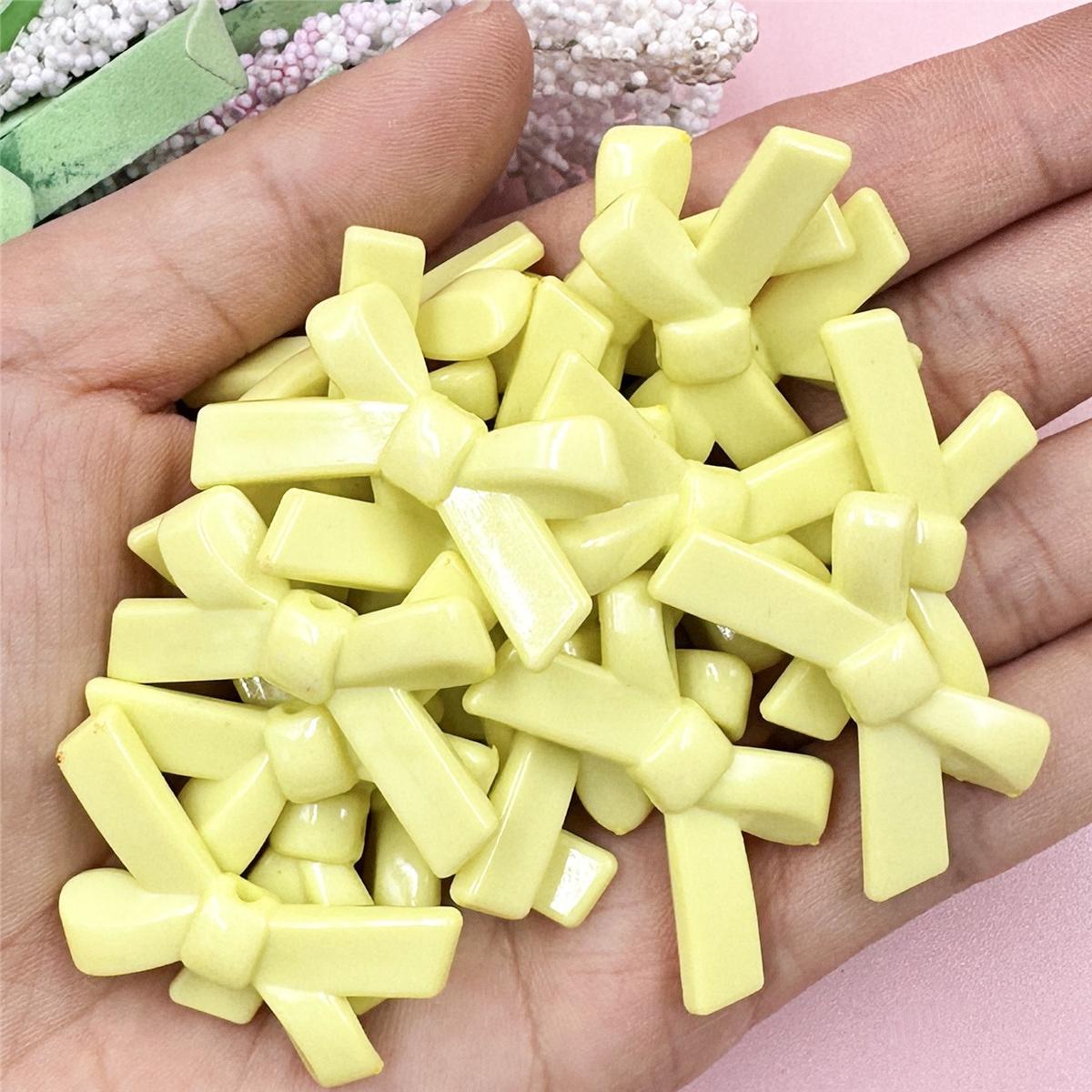 

Креативный красочный однотонный бант 20,4*34,2 мм DIY Ювелирные аксессуары Модные акриловые свободные бусины 50 шт. Подвески для изготовления браслетов и ожерелий жёлтый