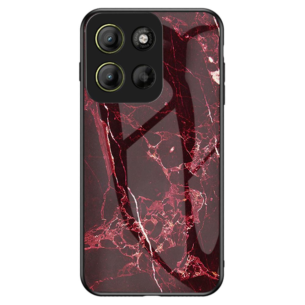 Pro Motorola Moto G15 4G Pouzdro Vzor mramoru Tvrzené sklo+PC+TPU Ochranný kryt na telefon