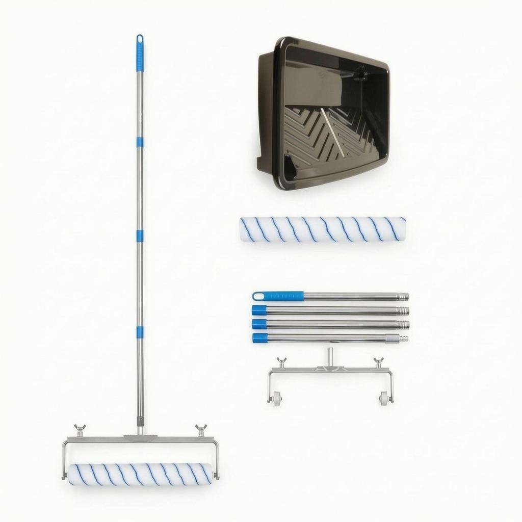 Paint Roller Set with Tray and Extension Pole Adjustable Wide Tool for