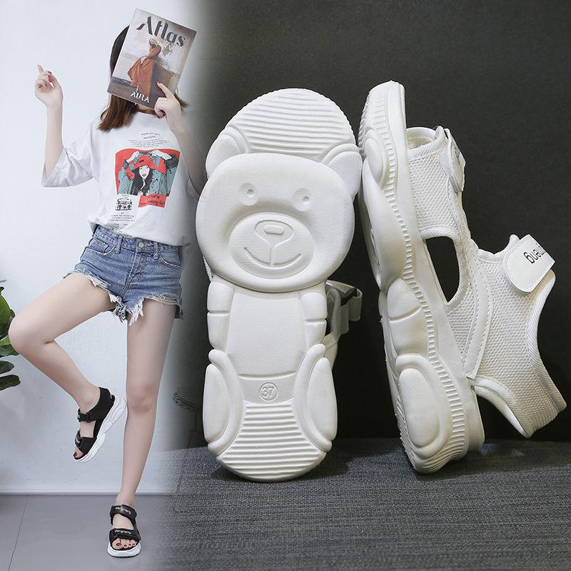 Plateausandalen für Damen im koreanischen Stil mit Klettverschluss für Strand und Sport