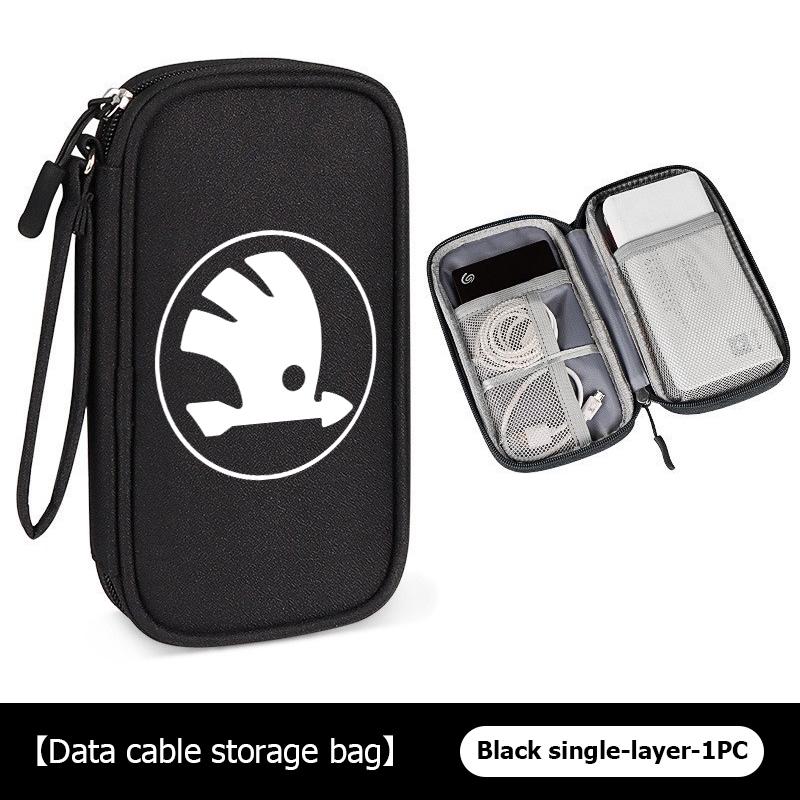 AAABR1 Travel Portable Digital Accessories Storage Bag Organizer For Skoda Kamiq Karoq Octavia 2 3 Rapid Scala Kami Fabia VII VRS