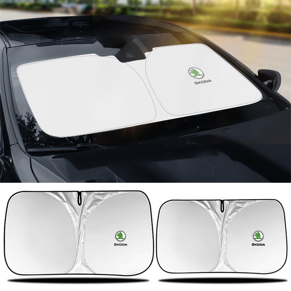 ABCDGH1 Car Foldable Sunshade Summer Sun Shade Cloth Accessories For Skoda Kodiaq Octavia Enyaq Kamiq Scala Rapid Superb Karoq Vision RS