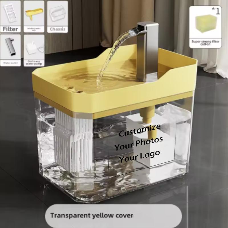 Custom Cat Water Fountain Auto Filter Transparent Drinker USB Anti-Dry Burning Recirculate Filtering Water Dispenser with Pump