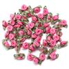 50 peças 1,5x2,5cm Mini Flor de Rosa Fita de Cetim de Poliéster Rosetas Apliques de Tecido Para Casamento Festa Roupa Costura Decoração