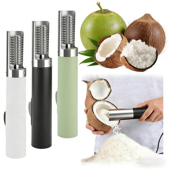 Electric Coconut Grater Machine Handheld Spatula Peeler Shredder with Stainless Steel Rotating Blade Easy One-Button Operation Kitchen Tool