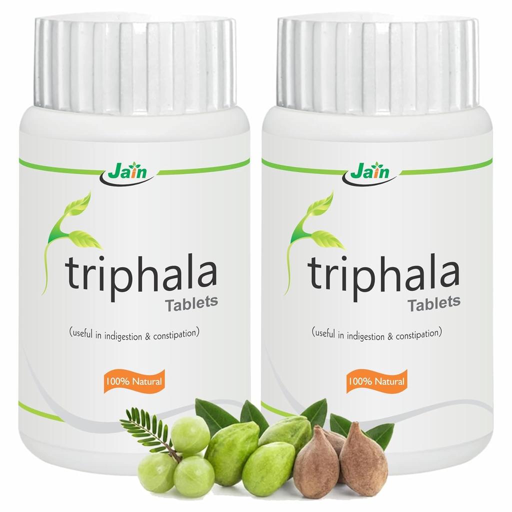 Jain Triphala Tablet 100 X Tablets Pack of 2 – Herbal Digestive Support, Ayurvedic Cleanse, Amla, Haritaki, Bibhitaki