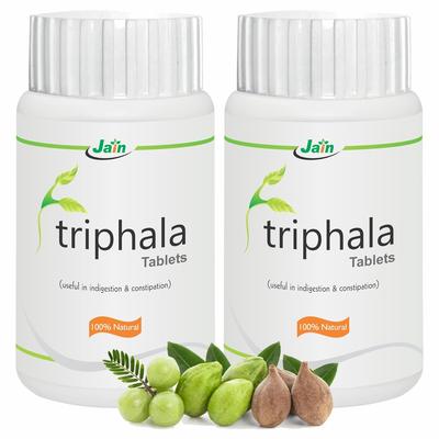 Comprimés Jain Triphala 100 X Comprimés Lot de 2 – Soutien Digestif à Base de Plantes, Détox Ayurvédique, Amla, Haritaki, Bibhitaki