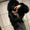 Fur jacket women's short new autumn and winter hooded splicing imitation fur coat fox hair long-sleeved splicing