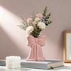 Handcrafted Ceramic Bow Vase Pink Coquette Ceramic Plant Pot Elegant Flower Vase  Holiday Decor