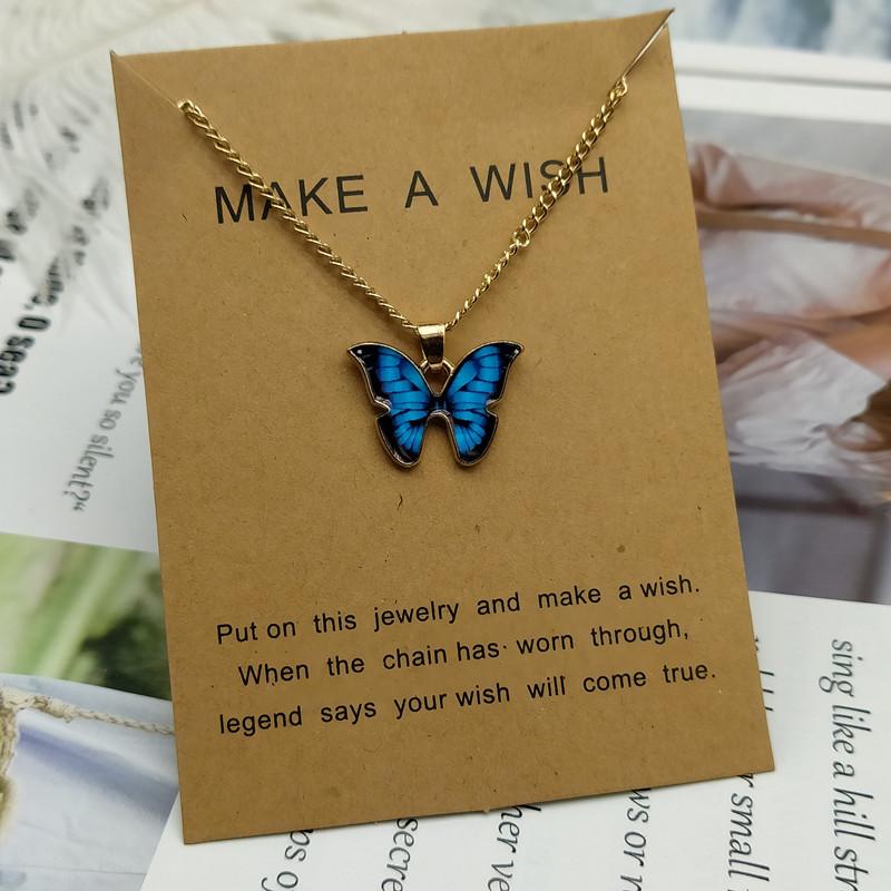 Korean Fashion Cute Butterfly Pendant Necklace for Women Golden Color Statement Necklace Zircon Gifts Wholesale Dropshipping