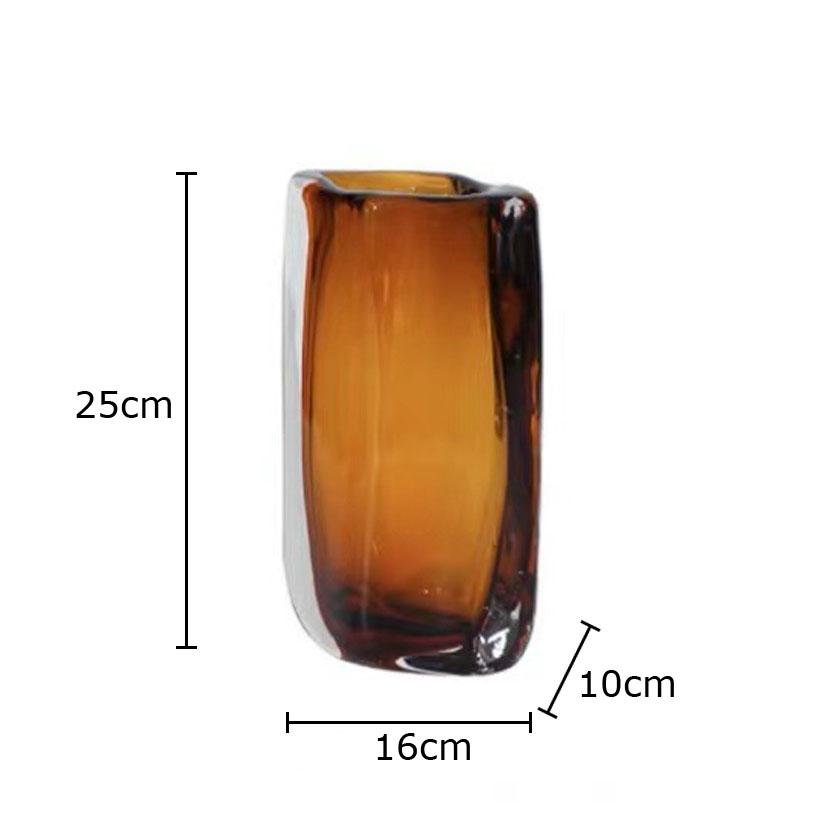 

Amber Colour Glass Vase Hydroponics Flower Pots Desk Decoration Crafts Flowers Arrangement Floral Vases Room Aesthetic Decor