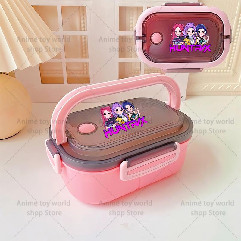 KPop Demon Hunters Portable Bento Lunch Boxs Girl Boy Compartment Fruit Food Boxs Microwave Lunch Box Picnic Fresh Box Gift