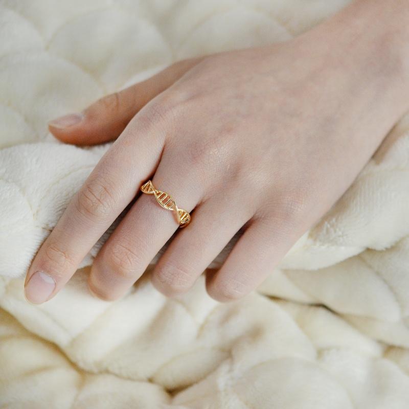 Minimalistischer DNA-Ring für Frauen, Wissenschaft, Chemie, Biologie, Molekül-Helix-Ringe, Gold, Silber, modischer Arztschmuck