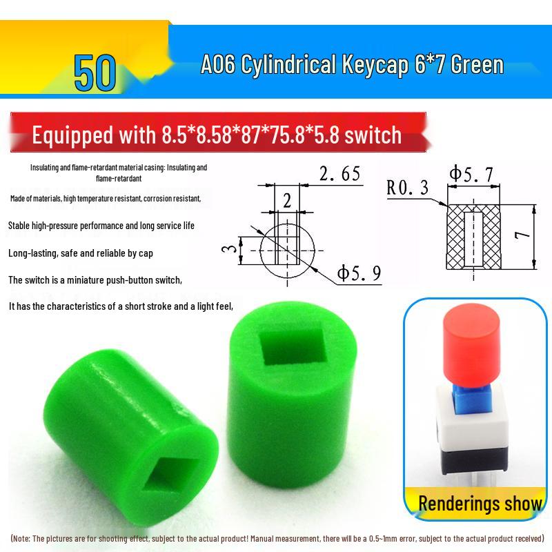 Self-Locking/Non-Locking Button Switch Keypad, Six-Pin, 5.8mm/7mm/8mm/8.5mm
