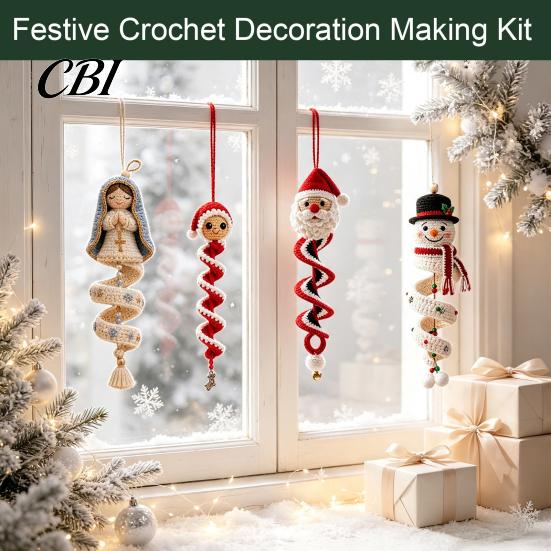 Kreative Feiertagshobbys für Frauen Weihnachts-Spiralhäkel-Set, DIY-Schneemann-Nikolaus-Bastelprojekt, Dekorative Schneeflocken-Ornament-Projekt, Handgefertigtes Aufhängen