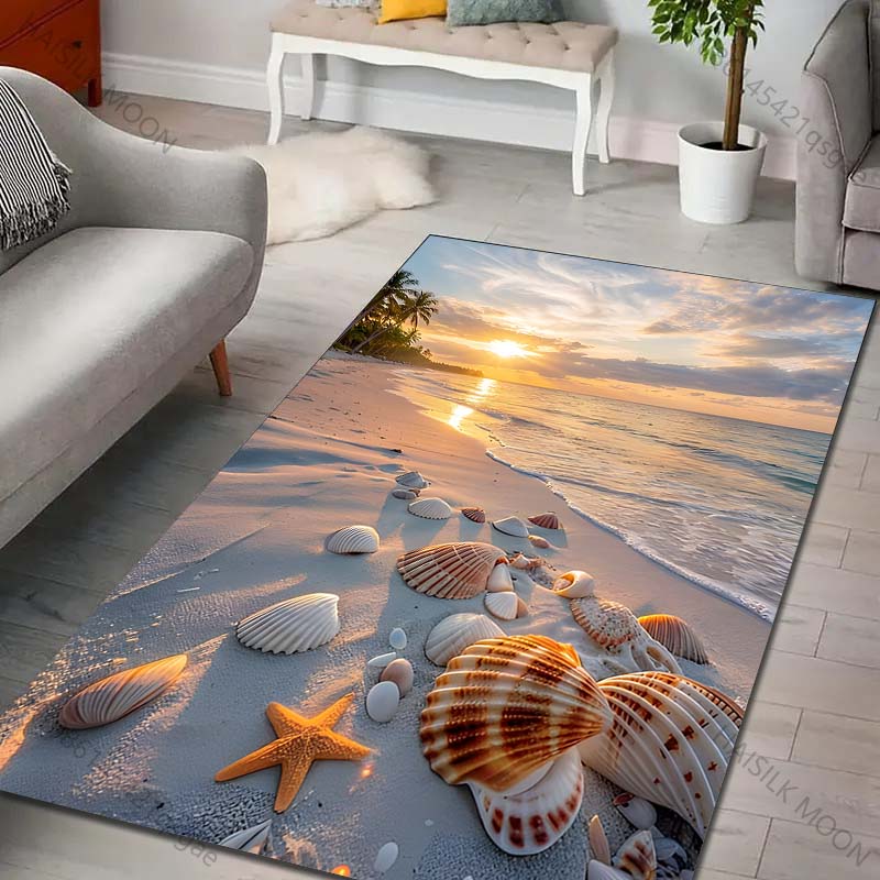 

Multiple sizes Beach shells sunset view Print Carpet Rug for Living Room Bedroom Sofa Doormat Home Decor Non-slip Floor Mat 40x60cm