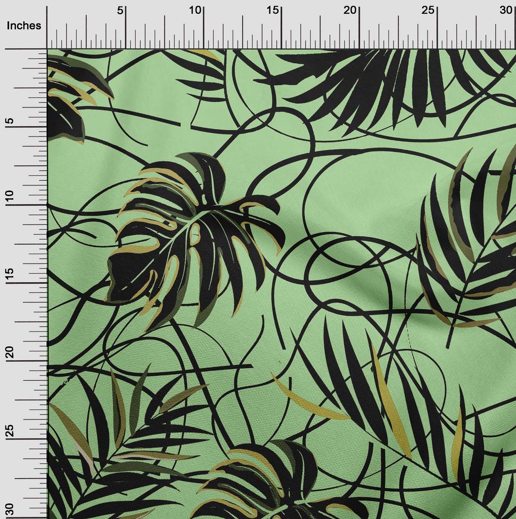oneOone Cotton Flex Mint Green Fabric Abstract Tropical Leaf Craft Projects Decor Fabric Printed By The Yard 40 Inch
