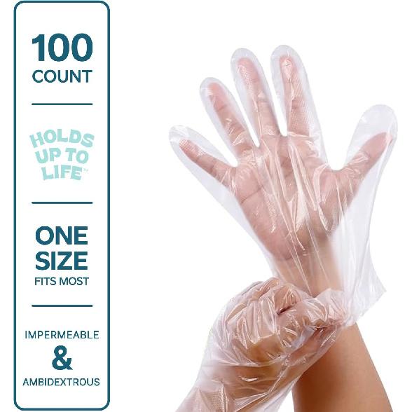 Comfy Package [100 Count] Disposable Poly Plastic Gloves for Cooking, Food Prep and Food Service | Latex & Powder Free - One Size Fits Most