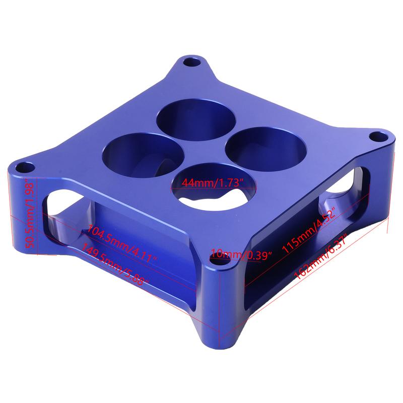 4150 Square Bore Carburetor CNC Aluminum Spacer - 2" 4 Port for High Performance Engine Tuning