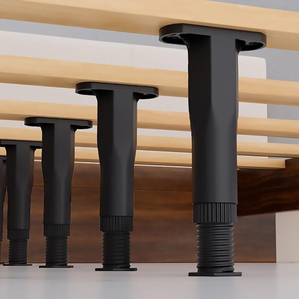 Adjustable Height Bed Frame Support Legs Heavy Duty Load-bearing Furniture Legs PP Black Bed Legs Replacement
