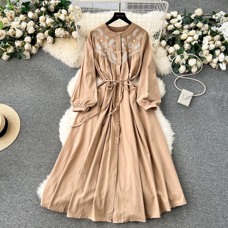 

Dress Bohemia Retro Loose Big Hem Travel Khaki One size