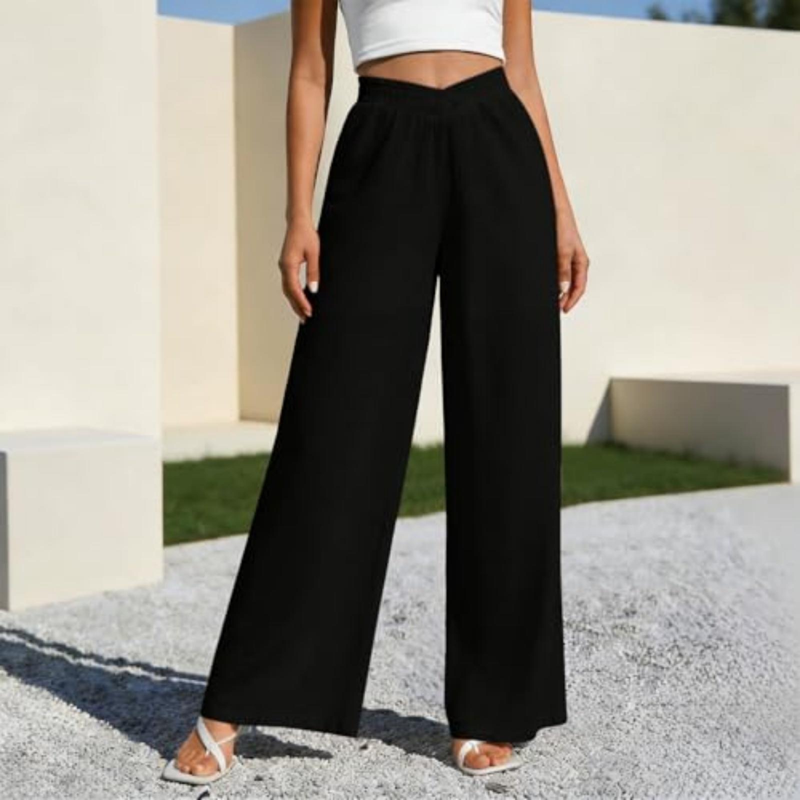 Women s Loose And Casual High-waisted Straight-leg Pants L