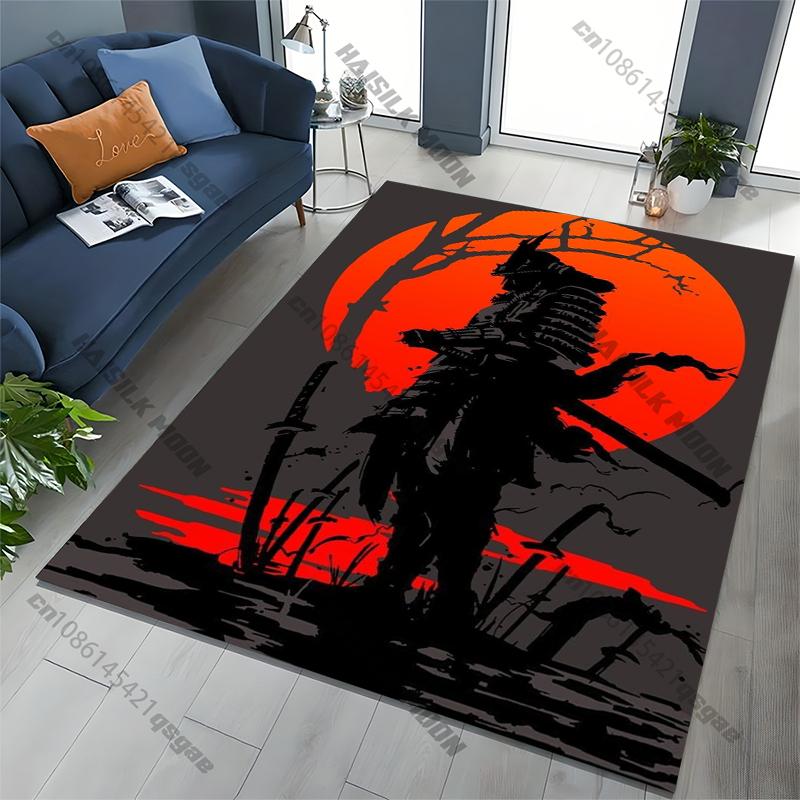 Japanese Samurai Spirits Area Rug,Carpet for Home Living Room Bedroom Sofa Doormat Kitchen Decor,Non-slip Floor Mat