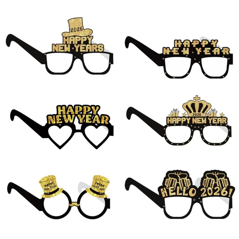 6PCS Paper Party Eyewear With Strong Structure Costume Accessories For 2026 New Year Dances And Outdoor Gatherings