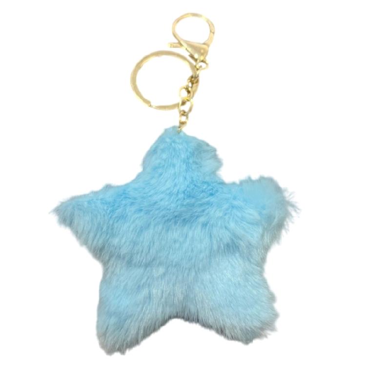 Multi Functional Star Keychain Plush Soft Key Holder Blue Design For Quick Access And Decorative Purposes