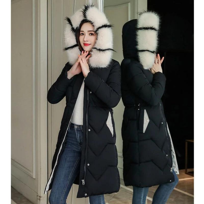 

Женские зимние пуховики длинные повседневные парки пальто пуховик женская тонкая куртка с капюшоном хлопок теплые куртки ветрозащитный S чёрный
