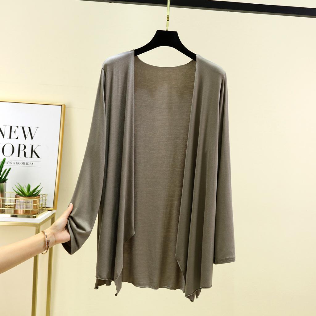 Podzim Léto Ochrana proti slunci Oblečení Ženy Modal Cardigan Dámská Šátek Svrchní oblečení Žena Cardigany s dlouhým rukávem Ženy Tenký kabát