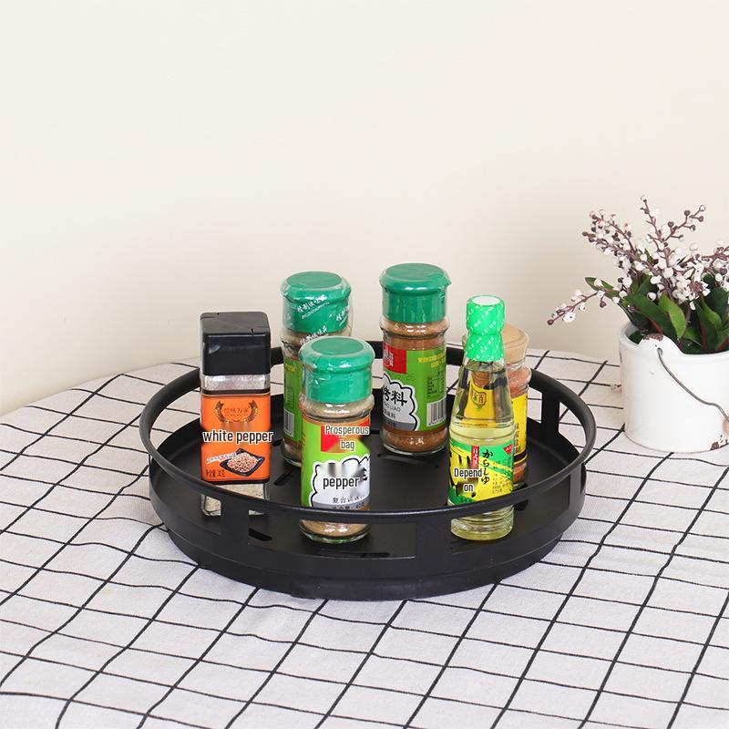 Rotating Kitchen Seasoning Rack: Multifunctional Storage for Oil, Salt, Sauce, and Vinegar in Corner Spaces.