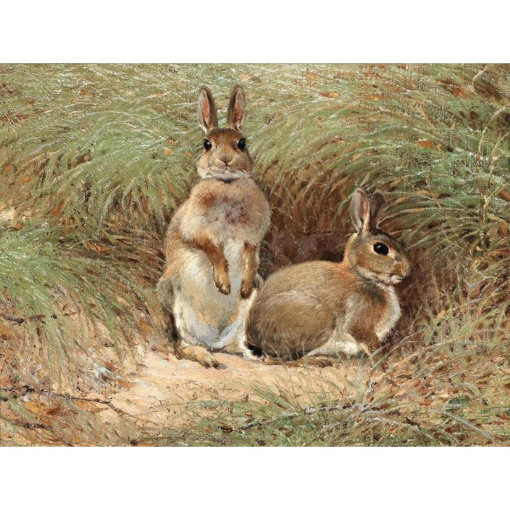 Vintage Country Farmhouse Art Shepherd Elk Hare Lamb Wildlife Poster Canvas Paintings Wall Art Pictures Home
