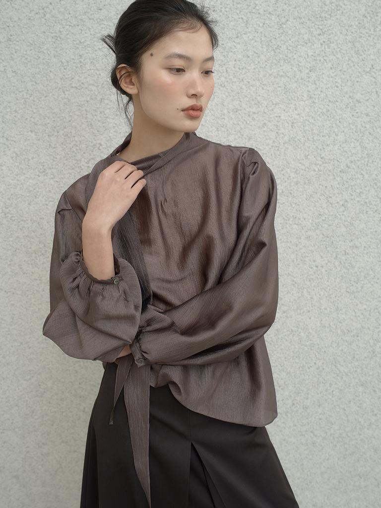 Deoenel Scarf Blouse - [Brown]