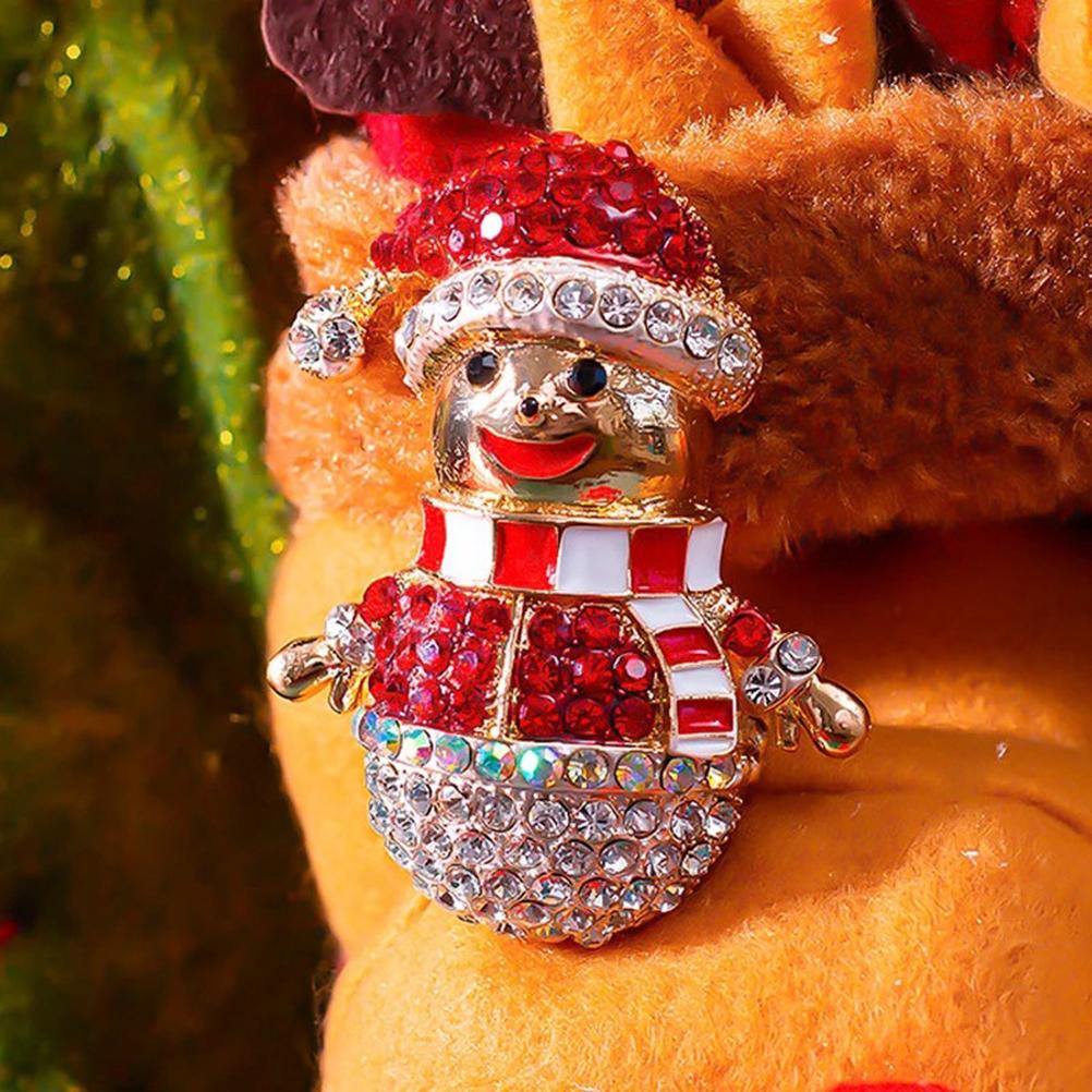 Christmas Brooch Pin Rhinestone Crystal Snowman Pins Christmas Trees Jewelry Pins for Xmas Decorations