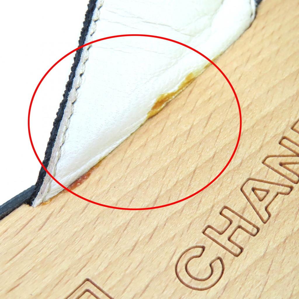 Great CHANEL ENTRE DOIGTS COCO Mark Wood Thong Sandals Beach Sandals 35 G24999 Used