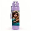 1PC Vintage Girl Oil Painting 750ml Color Plastic Sports Water Bottle Leakproof Flip Straw Lid Suitable for Sports Office Home Use