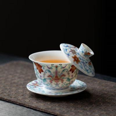Simetang Hand-Painted Doucai Porcelain Gaiwan