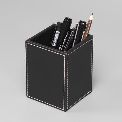 Simple Leather Pen Holder: Creative Solid Color Storage Tube for Office or Business Gift
