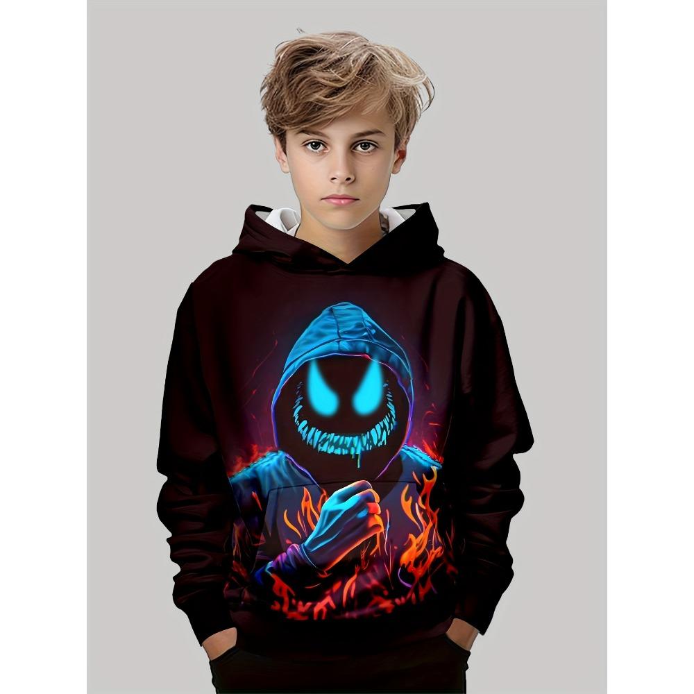 Kinder Top Hoodies Stilvoller 3D-Druck Jungen Lässiger Pullover Langarm Sweatshirt für Frühling Herbst Kinder Hoodies Outdoor-Bekleidung