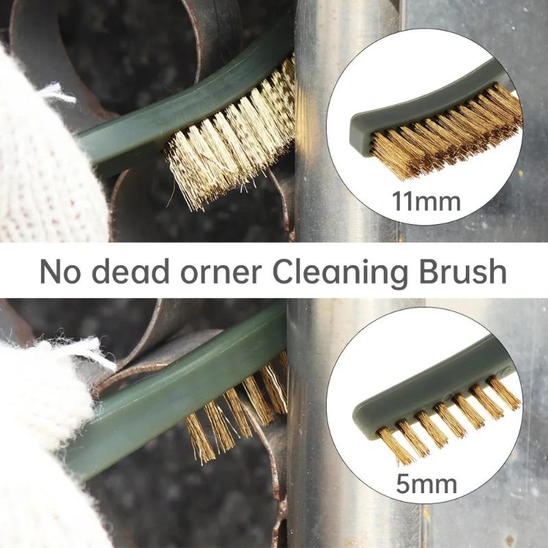 6pcs Mini Steel Copper Nylon Wire Brush Set for Cleaning Paint Welding Slag Metal Rust Dirt Removal 7 Inch Handy Brass Brush Set