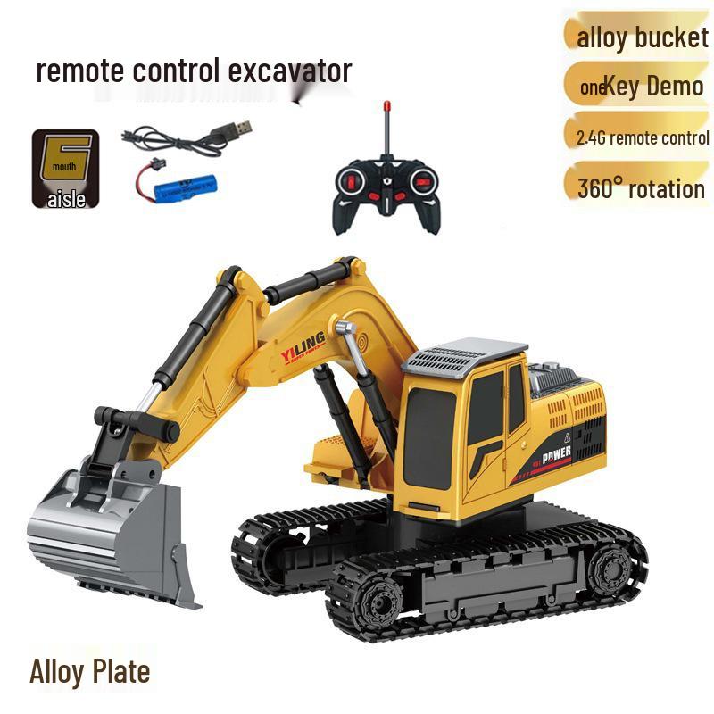 Alloy Remote Control Excavator Digger Vehicle Toy Bulldozer for Kids - Free Shipping