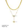 Women's Titanium Steel Heart Double Layer White Shell Choker - Niche Design High-End Feel with Tassel Hip Hop Jewelry