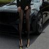 New Perspective Vertical Line Pantyhose Elasticity High Waist Hollow Out Tights Asymmetry Leggings Women