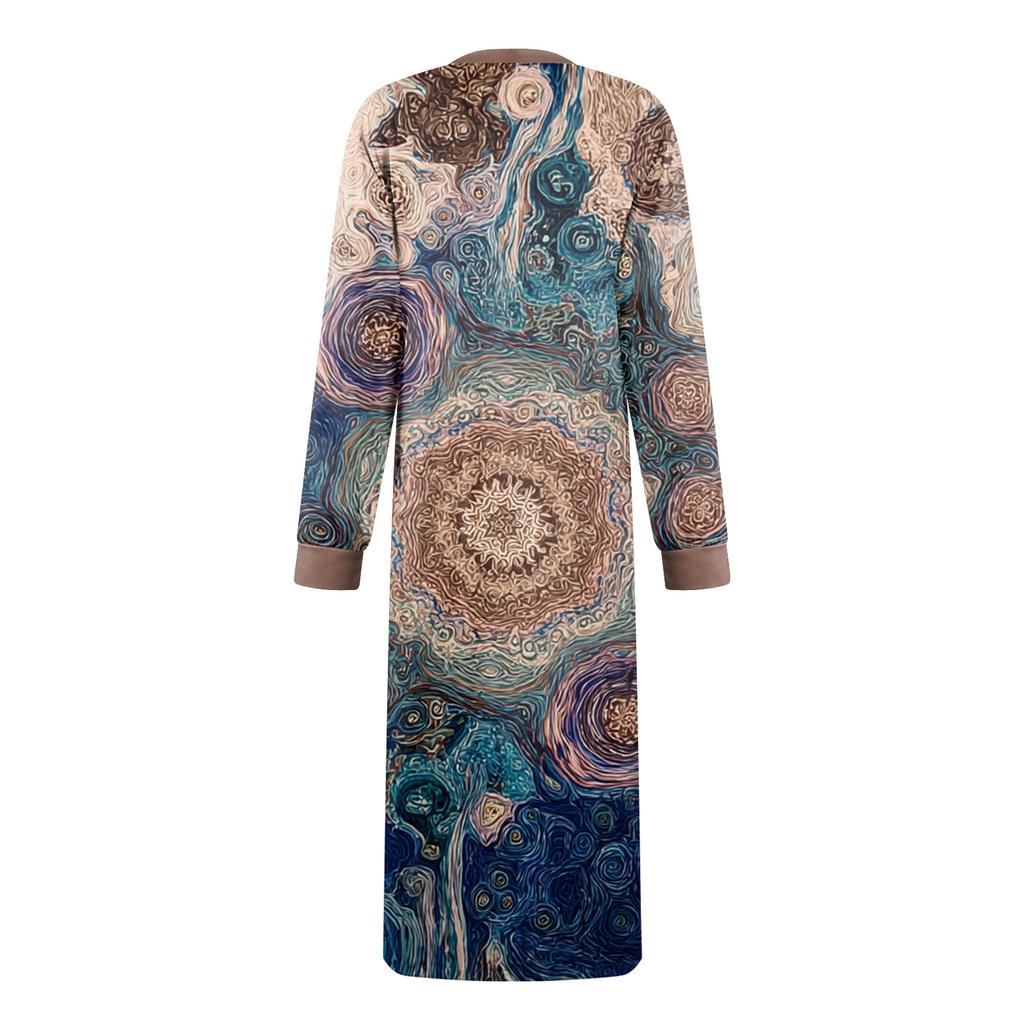 Damska koszula nocna długa odzież wypoczynkowa dekolt V sukienka nocna z kieszeniami