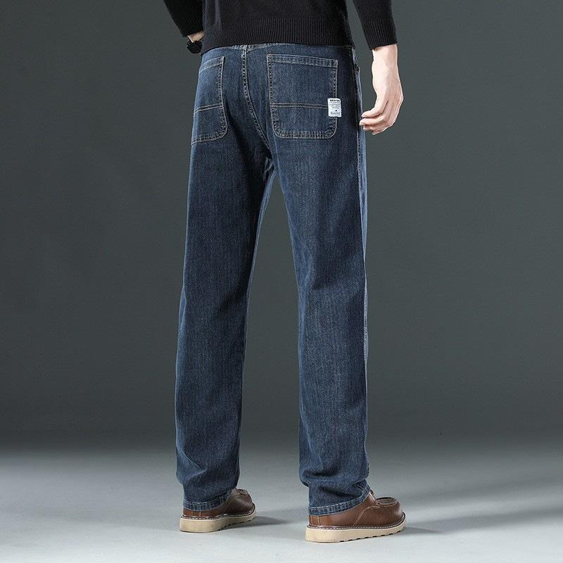 New Stretch Jeans Men's Spring and Autumn Loose Straight-leg Pants Summer Casual Large Size Middle-aged and Young Men's Trousers