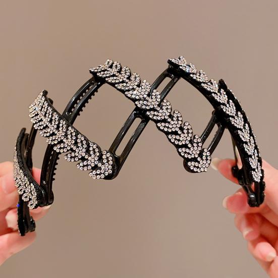 3/4Pcs Retractable Pocket Headbands Non-Slip Portable Telescopic Hair Hoops Rhinestones Wheat Decor Foldable